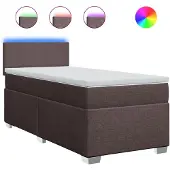 vidaXL Boxspring met matras stof donkerbruin 90x200 cm