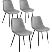 TecTake - Set van 4 eetkamerstoelen Monroe Fluweellook - Grijs - 404933
