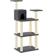 Syfax Kattenkrabpaal met sisal krabpalen 118,5 cm donkergrijs