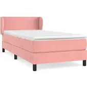 vidaXL Boxspring met matras fluweel roze 90x200 cm