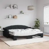 Prolenta Maison Exclusive - Uittrekbaar dagbed met matrassen, zwart, 80x200 cm, stof