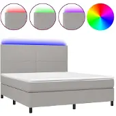 Syfax Boxspring met matras en LED stof lichtgrijs 180x200 cm