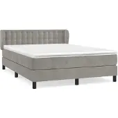 Syfax Boxspring met matras fluweel lichtgrijs 140x190 cm