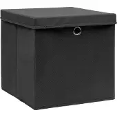 vidaXL Opbergboxen met deksel 10 st 32x32x32 cm stof zwart