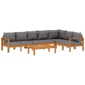 vidaXL 5-delige Loungeset met kussens massief acaciahout