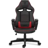 Sense7 Knight Gaming Stoel, Kunstleer, Zwart-Rood - Ergonomische bureaustoel, computerstoel, gaming stoel met wiegfunctie, geschikt voor gamers, maximaal gewicht 120 kg