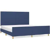 vidaXL Bedframe zonder matras stof blauw 160x200 cm