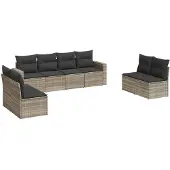 vidaXL 8-delige Loungeset met kussens poly rattan lichtgrijs