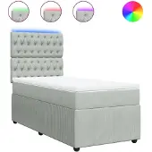 Syfax Boxspring met matras fluweel lichtgrijs 90x200 cm