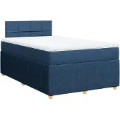 vidaXL Boxspring met matras stof blauw 120x200 cm