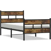 vidaXL Bedframe zonder matras metaal gerookt eikenkleurig 100x200 cm