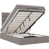 vidaXL Ottoman bed met matras en LED's 120x200cm stof taupe