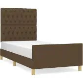 vidaXL Bedframe zonder matras 90x190 cm stof donkerbruin