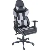 MCW Bureaustoel -F84, bureaustoel gamestoel directiedraaistoel, kunstleer ~ zwart/grijs