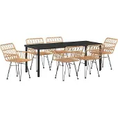 vidaXL Tuin Eettafel Set 7 st Bruin Gepoedercoat staal