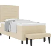 Syfax Boxspringbed met kussen met hoofdeinde Crème 100 x 200 cm Stof