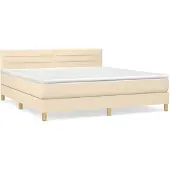 vidaXL Boxspring met matras stof crèmekleurig 180x200 cm
