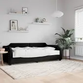 Prolenta Maison Exclusive - Dagbed met matras, zwart, 90x200 cm, stof