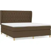 vidaXL Boxspring met matras stof donkerbruin 160x200 cm