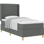 vidaXL Boxspring bed met matras Donkergrijs 100 x 200 cm Stof