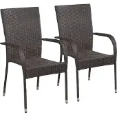 Syfax Tuinstoelen stapelbaar 2 st poly rattan bruin