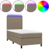 Syfax Boxspring met matras en LED stof taupe 80x200 cm