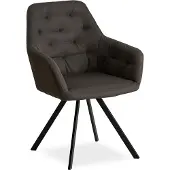 Homestyle4u Eetkamerstoelen van Linnen - met armleuningen - Antraciet