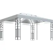 Syfax Prieel met dubbel dak en LED-lichtslinger 3x4 m wit