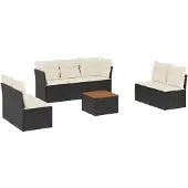 vidaXL 8-delige Loungeset met kussens poly rattan zwart