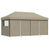 Syfax Partytent inklapbaar pop-up met 4 zijwanden taupe