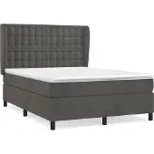 Syfax Boxspring met matras fluweel donkergrijs 140x190 cm