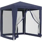 Syfax Partytent met 4 mesh zijwanden 2x2 m HDPE blauw