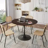 MODFU Uittrekbare Teleskoptisch 110-140×80 cm, MDF, Klapdeur Soft-Close, Verborgen Opbergruimte