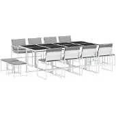 vidaXL 13-delige Tuinset met kussens textileen wit