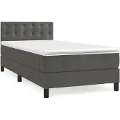 Syfax Boxspring met matras fluweel donkergrijs 90x190 cm