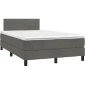 Syfax Boxspring met matras fluweel donkergrijs 120x190 cm
