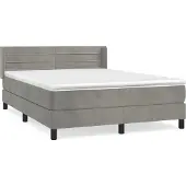 Syfax Boxspring met matras fluweel lichtgrijs 140x190 cm