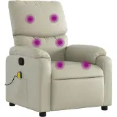Syfax Massagestoel van kunstleer in crèmekleur