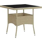 Syfax Tuintafel poly rattan en glas beige