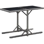 Syfax Tuintafel 110x53x72 cm glas en poly rattan antraciet