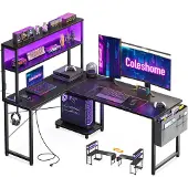 Sonstiges Bureau in L-vorm, computerbureau, met LED-verlichting en stopcontacten