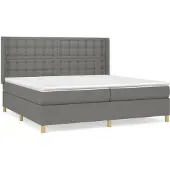 Syfax Boxspring met matras stof donkergrijs 200x200 cm