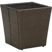 Syfax Salontafel 41,5x41,5x44 cm poly rattan en gehard glas bruin