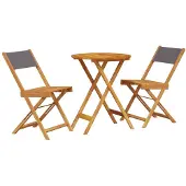 vidaXL 3-delige Bistroset stof en massief hout antracietkleurig