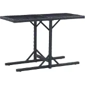 Syfax Tuintafel 110x53x72 cm glas en poly rattan zwart