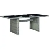 Syfax Tuintafel poly rattan en gehard glas lichtgrijs