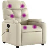 Syfax Massagestoel van kunstleer in crèmekleur