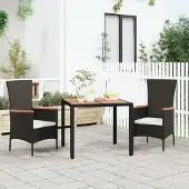 Prolenta Maison Exclusive - Tuintafel met houten blad, zwart polyrotan en acaciahout