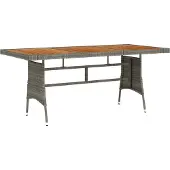 Syfax Tuintafel 160x70x72 cm poly rattan en massief acaciahout grijs