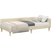 Syfax Hoekbedframe Crème 90 x 190 cm Stof